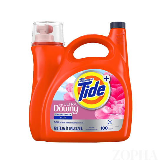 Tide Plus with Ultra Downy Liquid Laundry Detergent, April Fresh 100 Loads 128 fl OZ 1 Gal
