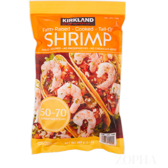 Kirkland Farm-Raised Cooked Shrimp Tail-Off 50-70 CT per Pound 2 LB