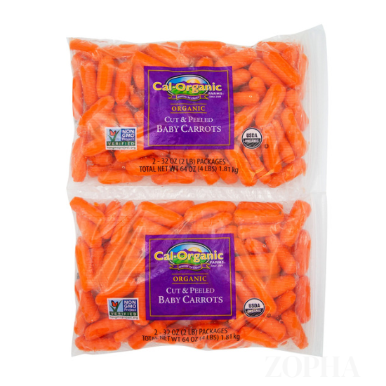 Organic Peeled Carrots, 2 lbs, 2-count