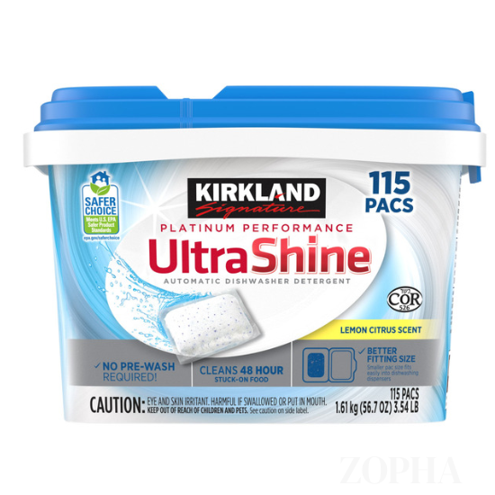 Kirkland Signature Platinum Performance UltraShine Dishwasher Detergent Pacs - 115 CT