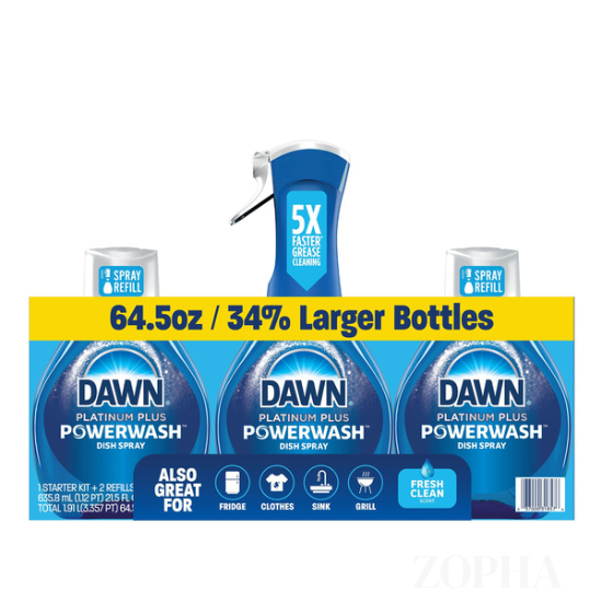 Dawn Platinum Plus Powerwash Dish Soap Spray Fresh Clean 1 Starter Kit + 2 Refills