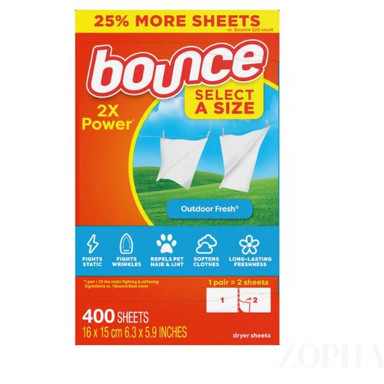 Bounce Select a Size Fabric Softener Dryer Sheets Outdoor Fresh 400 CT