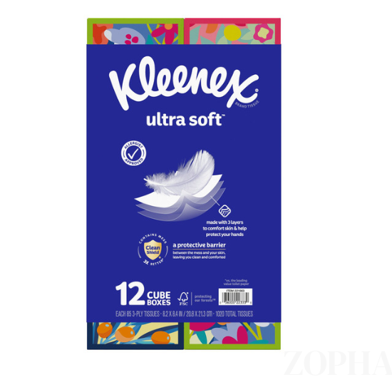 Kleenex Ultra Soft Facial Tissue 3-Ply 85 12-pack