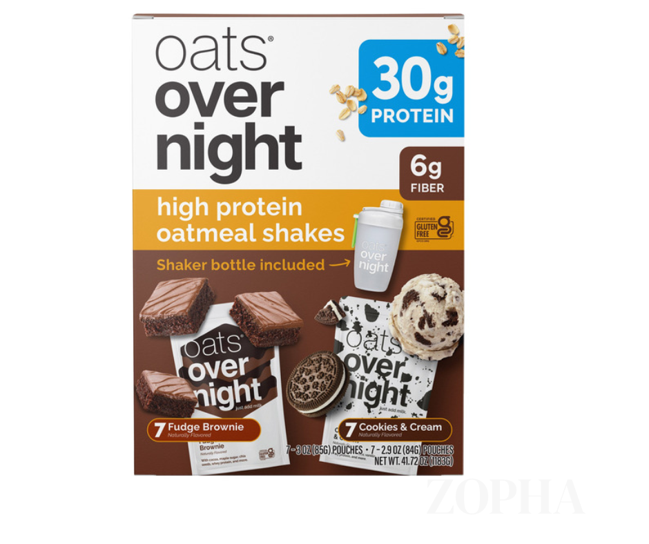 Oats Overnight Variety Pack 30GM Protein Shake Cookies & Cream Fudge Brownie -14 CT