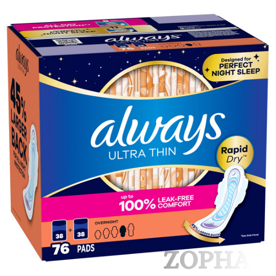 Always Ultra Thin Advanced Overnight Pads 76-count