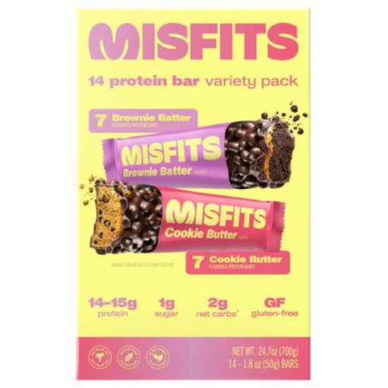 Misfits Protein Bar Variety Pack, 1.8 OZ, 14-count