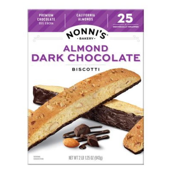 Nonni’s Biscotti, Almond Dark Chocolate 1.34 OZ 25-count