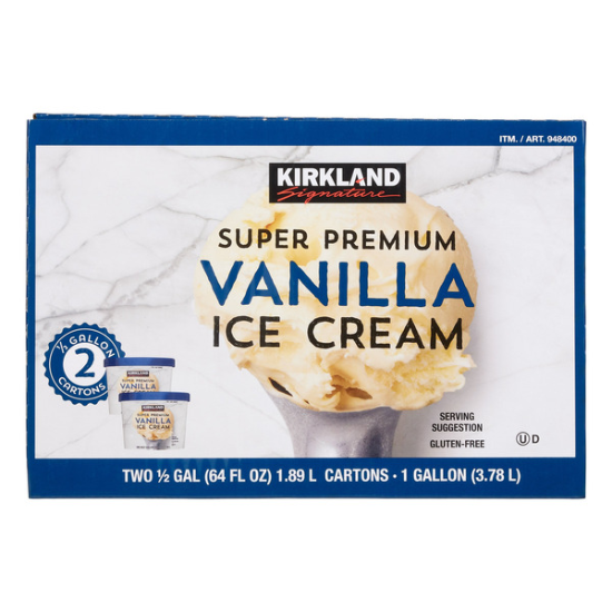 Kirkland Signature Super Premium Vanilla Icecream 1/2 Gallon 2-count