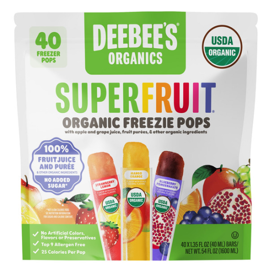 Deebee's Organic Superfruit Freezie Pops Variety Pack, 1.35 fl OZ, 40-count 40 x 1.35 fl OZ