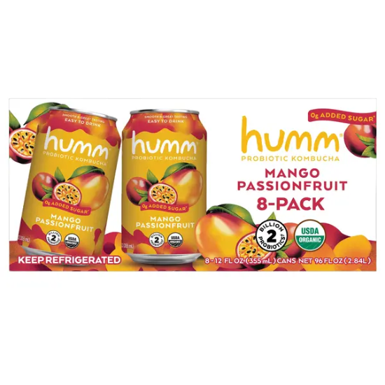 Humm Organic Mango Passion Kombucha 12 fl OZ 8-count