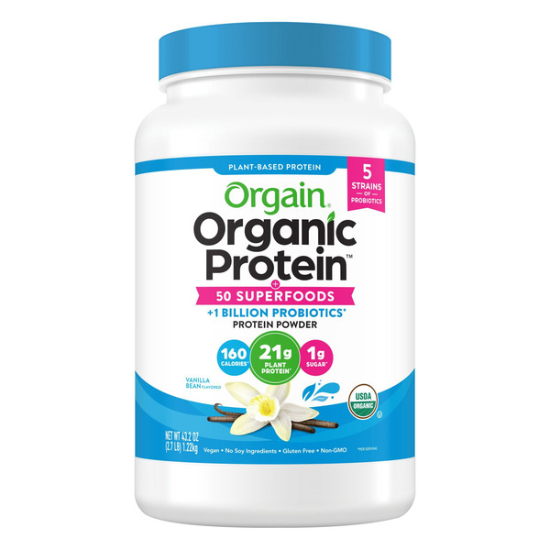 Orgain Organic Protein and Superfoods Plant Based Protein Powder Vanilla Bean 2.7 lbs