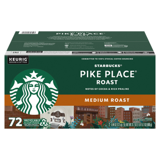 Starbucks Pike Place Medium Roast Single Cup Coffee K-Cup Pod 72-count
