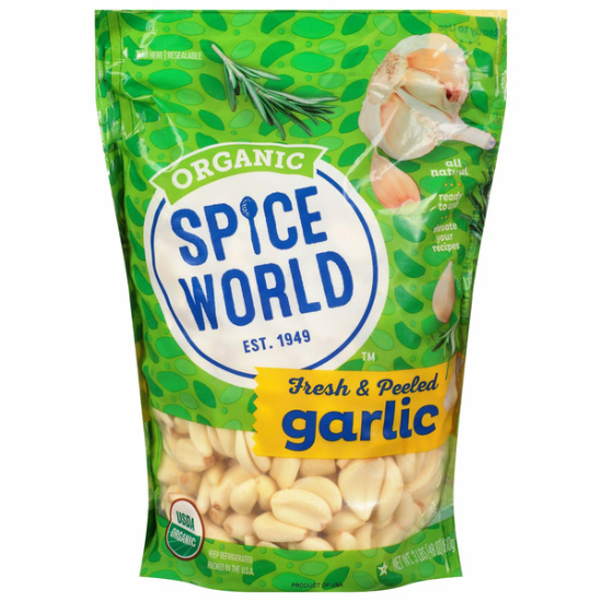 Spice World Organic Peeled Garlic, 3 lbs