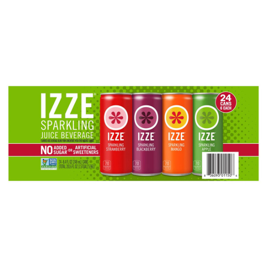 IZZE, Sparkling Juice Beverage, Variety Pack, 8.4 fl OZ, 24-Count