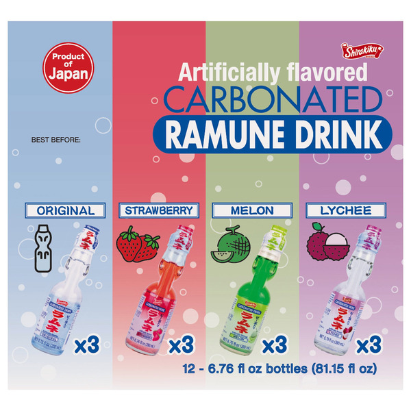 Shirakiku Ramune Variety Pack, 6.76 OZ, 12-count