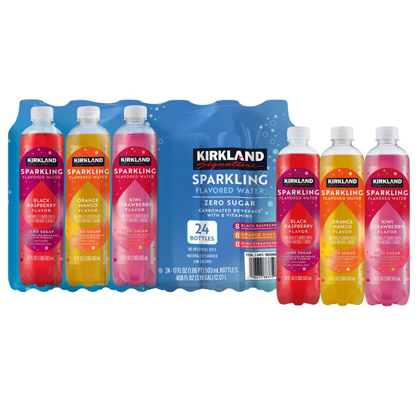 Kirkland Signature Flavored Water Zero Sugar, 17 fl OZ, 24-count