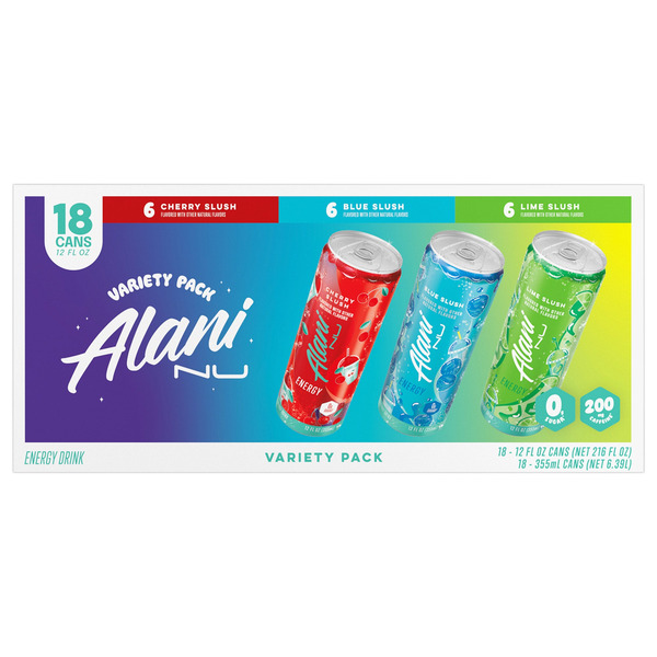 Alani Nu Energy Drink, Lime Slush Variety Pack, 12 fl OZ, 18-count