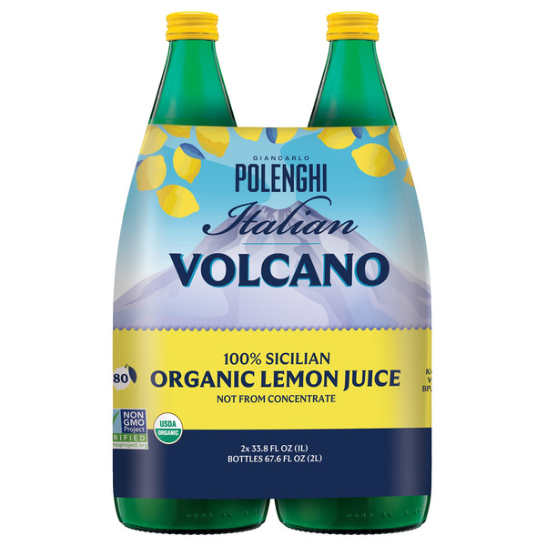 Italian Volcano Organic 100% Lemon Juice, 33.8 fl OZ, 2-count