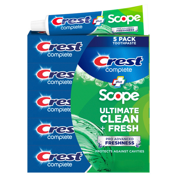 Crest Complete + Scope Advanced Active Foam Toothpaste, 8.2 OZ, 5-pack
