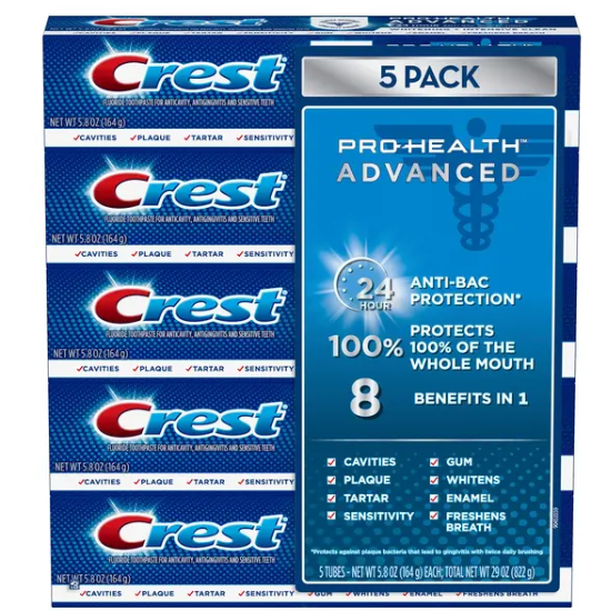 Crest Pro Health Advanced Toothpaste, 5.9 OZ, 5-pack