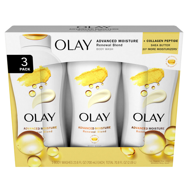 Olay Advanced Moisture Renewal Blend Body Wash, 23.6 OZ, 3-pack