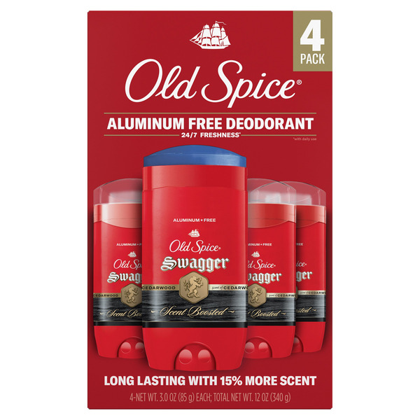 Old Spice Swagger Scent Boosted Aluminum Free Deodorant, 3 OZ, 4-pack
