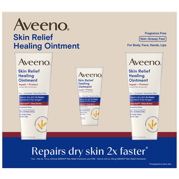 Aveeno Skin Relief Healing Ointment, 2 - 7.2 fl OZ + 1 - 2 fl OZ Set