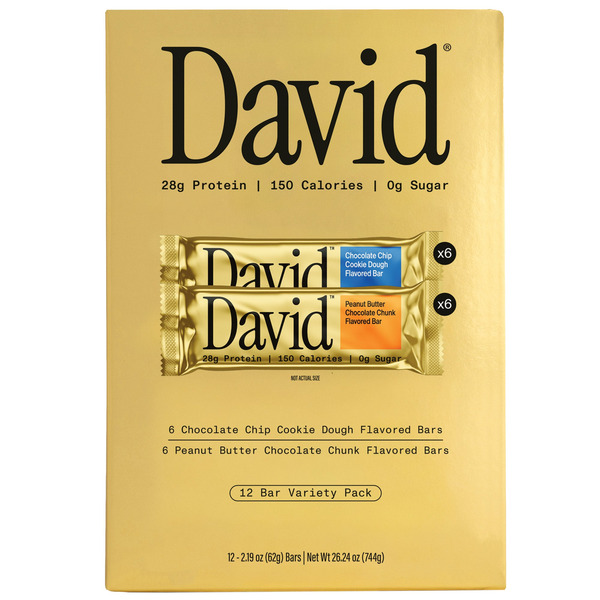 David Protein Bar Variety Pack, 2.19 OZ, 12-count
