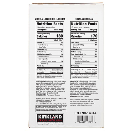 Kirkland Signature Protein Bar, Variety Pack-2.12 OZ, 20-count