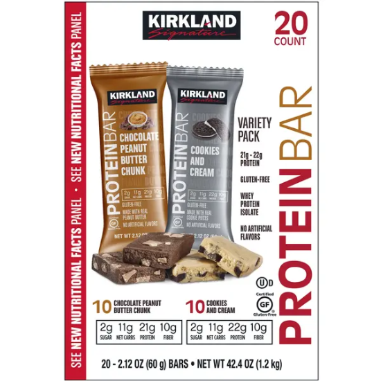 Kirkland Signature Protein Bar, Variety Pack-2.12 OZ, 20-count
