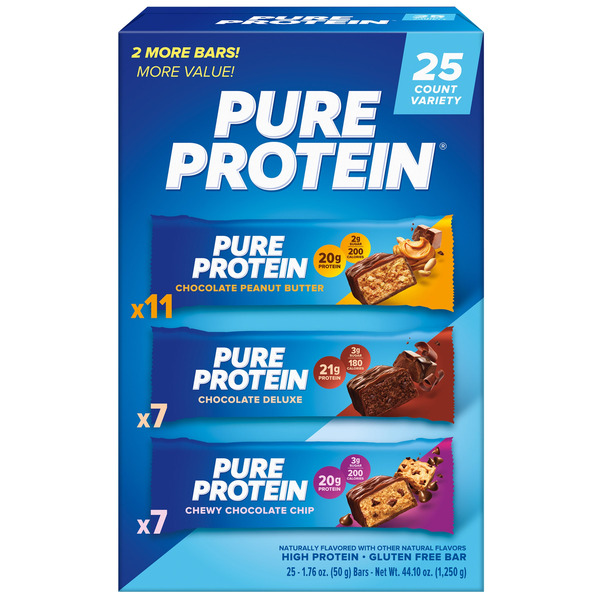 Pure Protein Bars, Variety Pack, 1.76 OZ, 25-count
