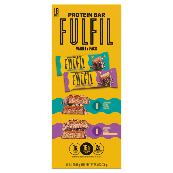 FULFIL Protein Bar, Variety Pack, 1.41 OZ, 18-count