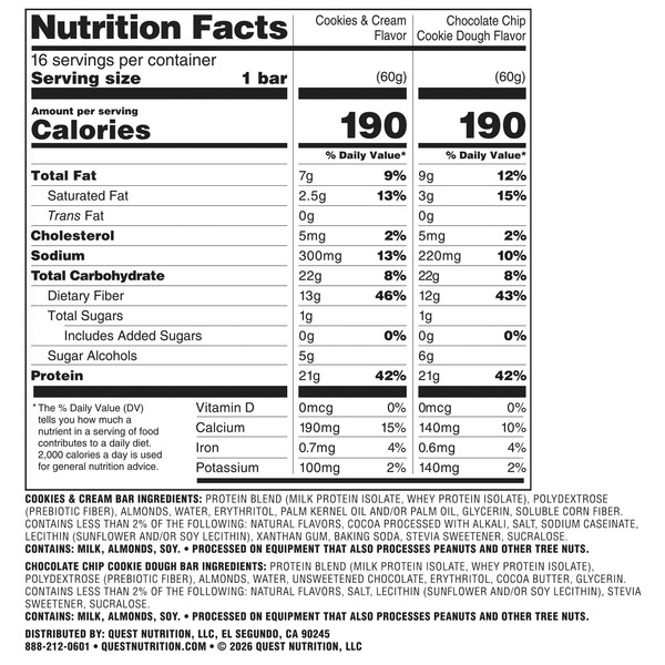 Quest Protein Bar Variety Pack, 2.12 OZ, 16-count
