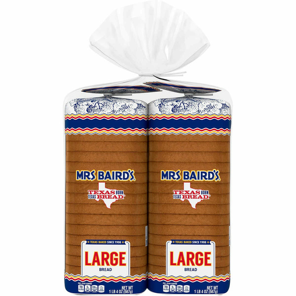 Mrs Baird's Large Slice White Bread, 20 OZ, 2-count