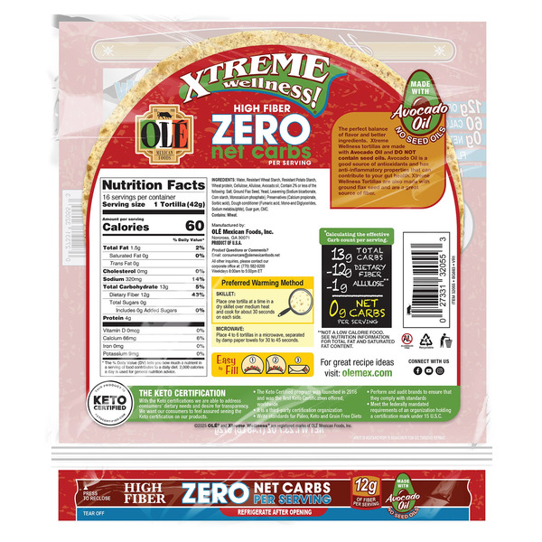Ole Mexican Foods 8" Xtreme Wellness Tortilla Wraps, 16-count