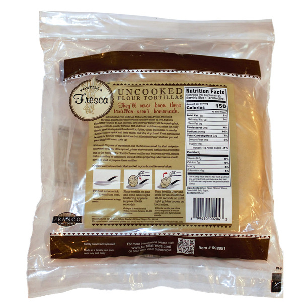 Tortilla Fresca Uncooked Flour Tortillas - 44 CT