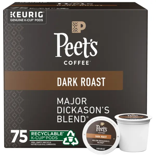 Peet's Coffee Major Dickason's Blend K-Cup Coffee Pods, 75-count