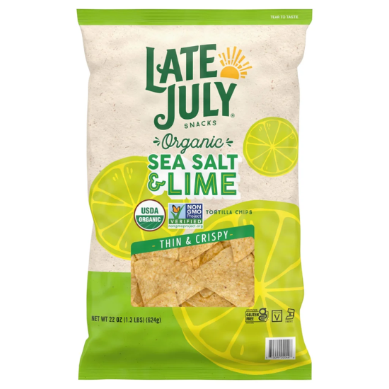 Late July Organic Salt & Lime Tortilla Chips, 22 OZ