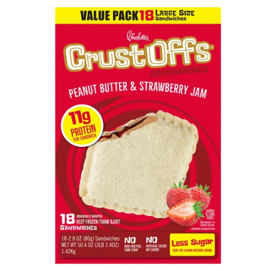Charlotte's Peanut Butter and Strawberry Jam Crustoffs, 2.8 OZ, 18-count