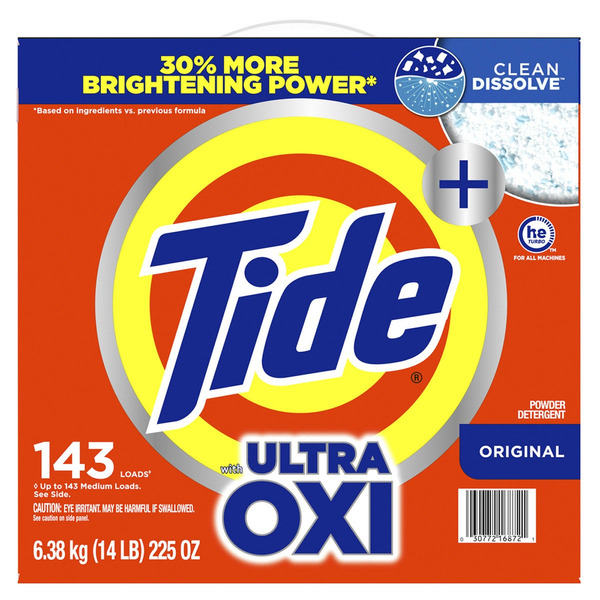 Tide Plus Ultra Oxi Powder Laundry Detergent, Original, 143 Loads, 225 OZ