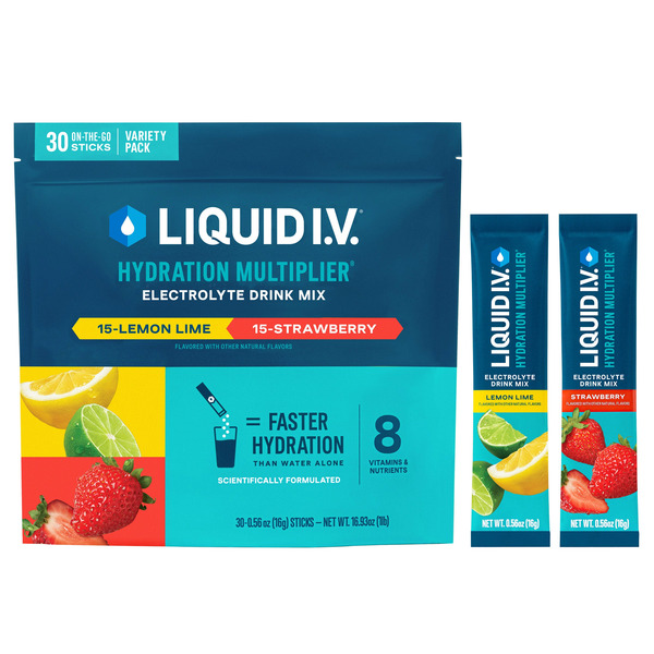 Liquid I.V. Hydration Multiplier, 30 Individual Serving Stick Packs in Resealable Pouch, Variety