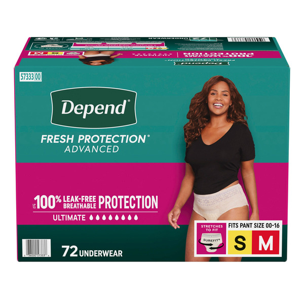 Depend Fresh Protection Advanced for Women, Size S-M, 72-count