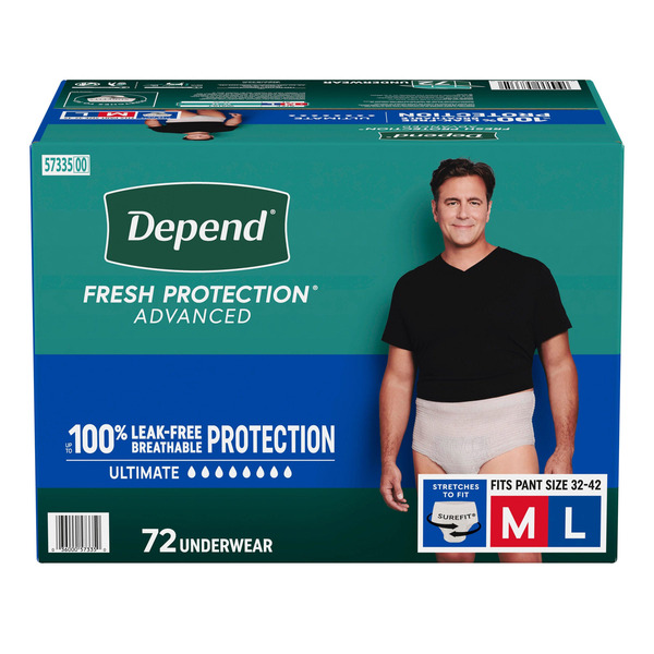 Depend Fresh Protection Advanced for Men, Size M-L, 72-count
