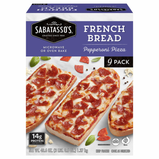 Sabatasso's French Bread, Pepperoni Pizza, 9-count