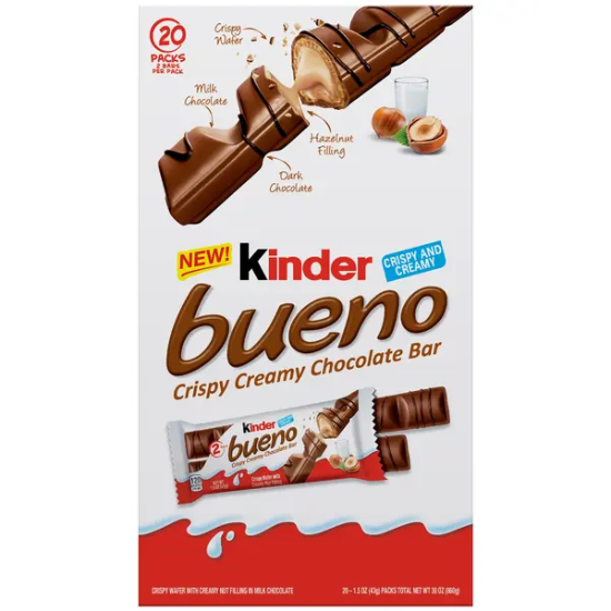 Kinder Bueno Bars, 1.5 OZ, 20-count