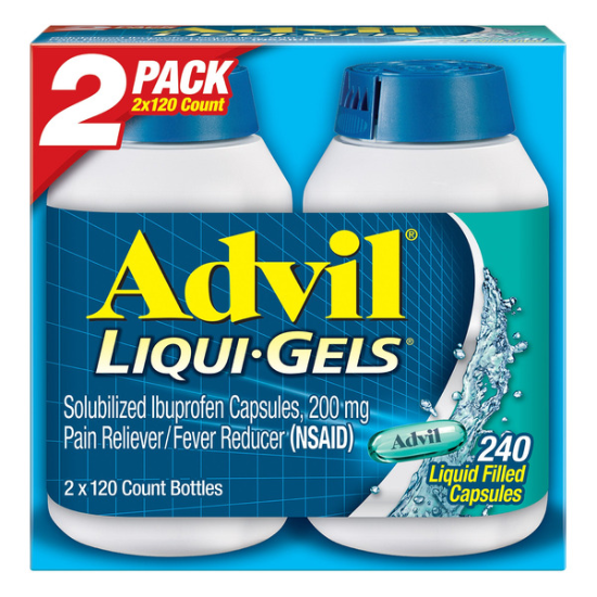 Advil Liqui-Gels Ibuprofen 200 mg., Pain Reliever/Fever Reducer, 240 Capsules