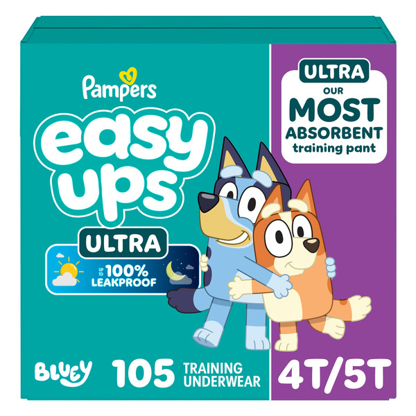 Pampers Easy Ups Ultra Training Pants Unisex, Size 4T/5T, 105-count