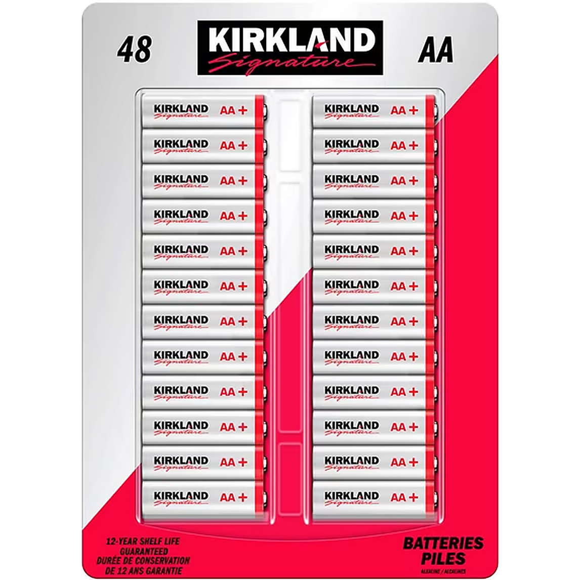 Kirkland Signature Allkaline AA Batteries, 48-count