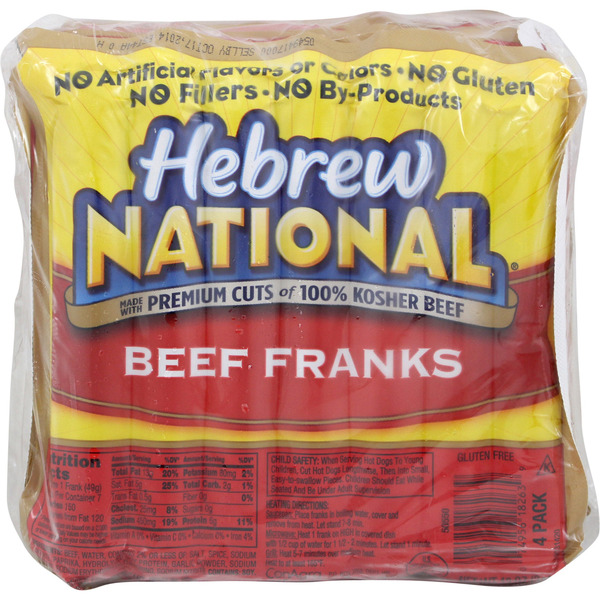 Hebrew National 100% Kosher Beef Franks, 12 OZ, 4 Count
