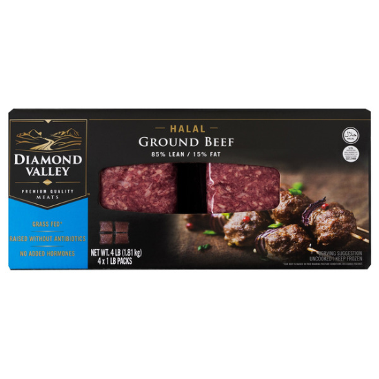 Diamond Valley Halal Ground Beef, 1LB packs - 4 Count 
